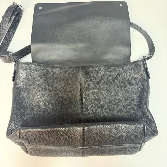 Treasure & Bond black peopled leather with suede flap closure crossbody bag - Picture 14 of 14